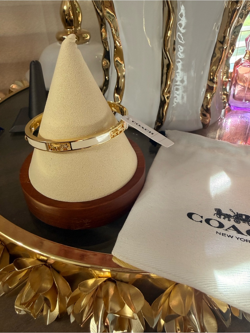 Coach Gold-Tone Hinged Bangle Bracelet